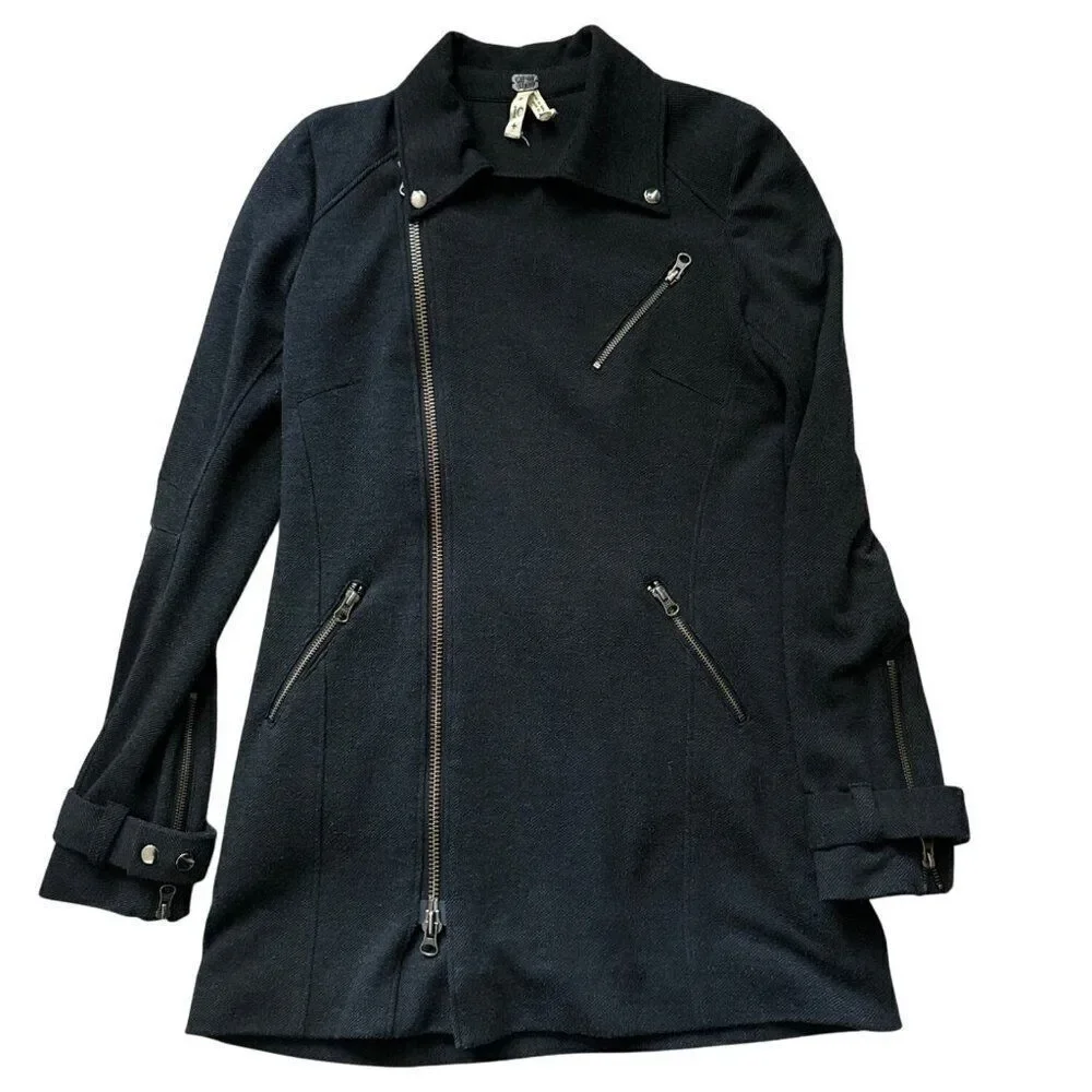 We The Free Black Womens Zip-Up Jacket Size 10
